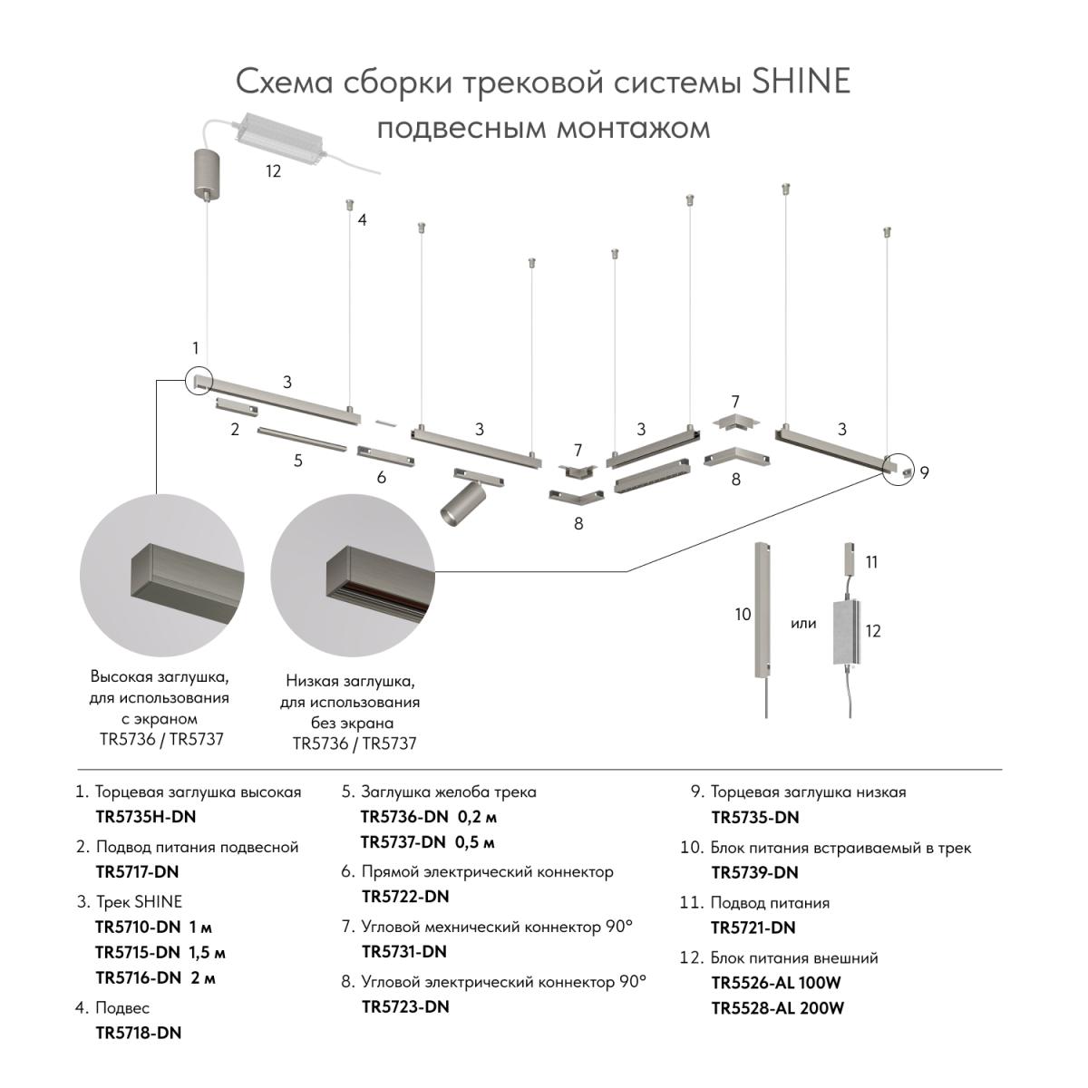 Декоративная заглушка желоба трека Denkirs Shine Base TR5737-DN