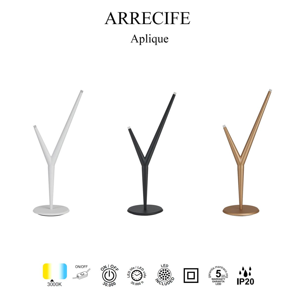Настольная лампа Mantra Arrecife 9222
