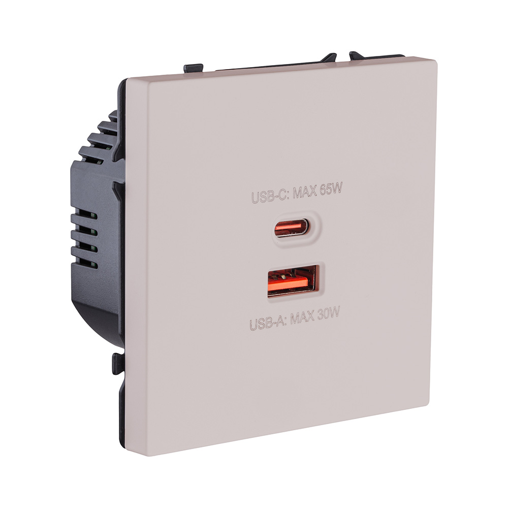 Розетка USB A+C 65W, кашемир матовый Kollinger Eclipse EC-024CM