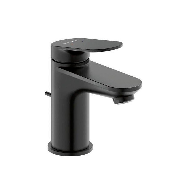 Duravit Wave Смеситель для раковины, 1 отв., с донным клапаном, цвет: черный матовый