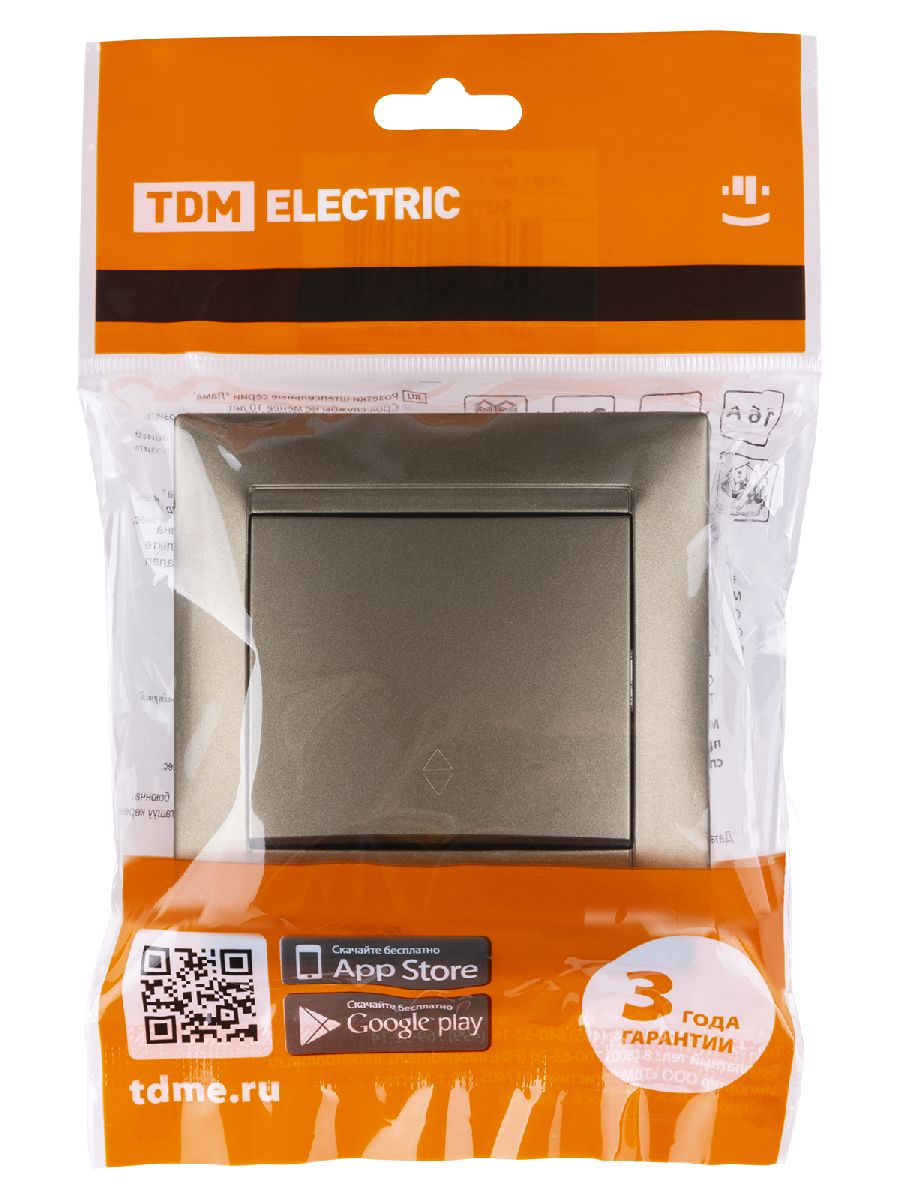 Выключатель одноклавишный на 2 направления Лама TDM Electric SQ1815-0706