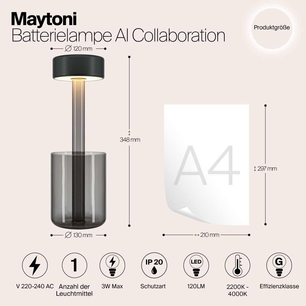 Аккумуляторная настольная лампа Maytoni AI Collaboration MOD229TL-L3B3K3