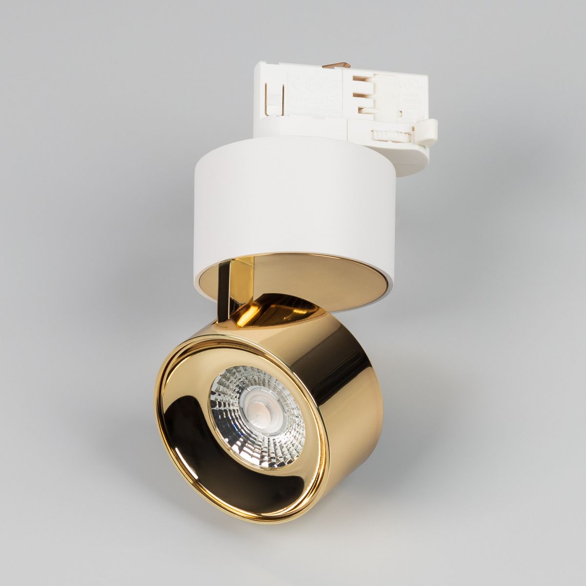 Трековый трехфазный светильник Arlight SP-PLURIO-TRACK-4TR-R77-9W Warm3000 (WH-BRS, 36 deg, 230V) (IP20 Металл) 038114