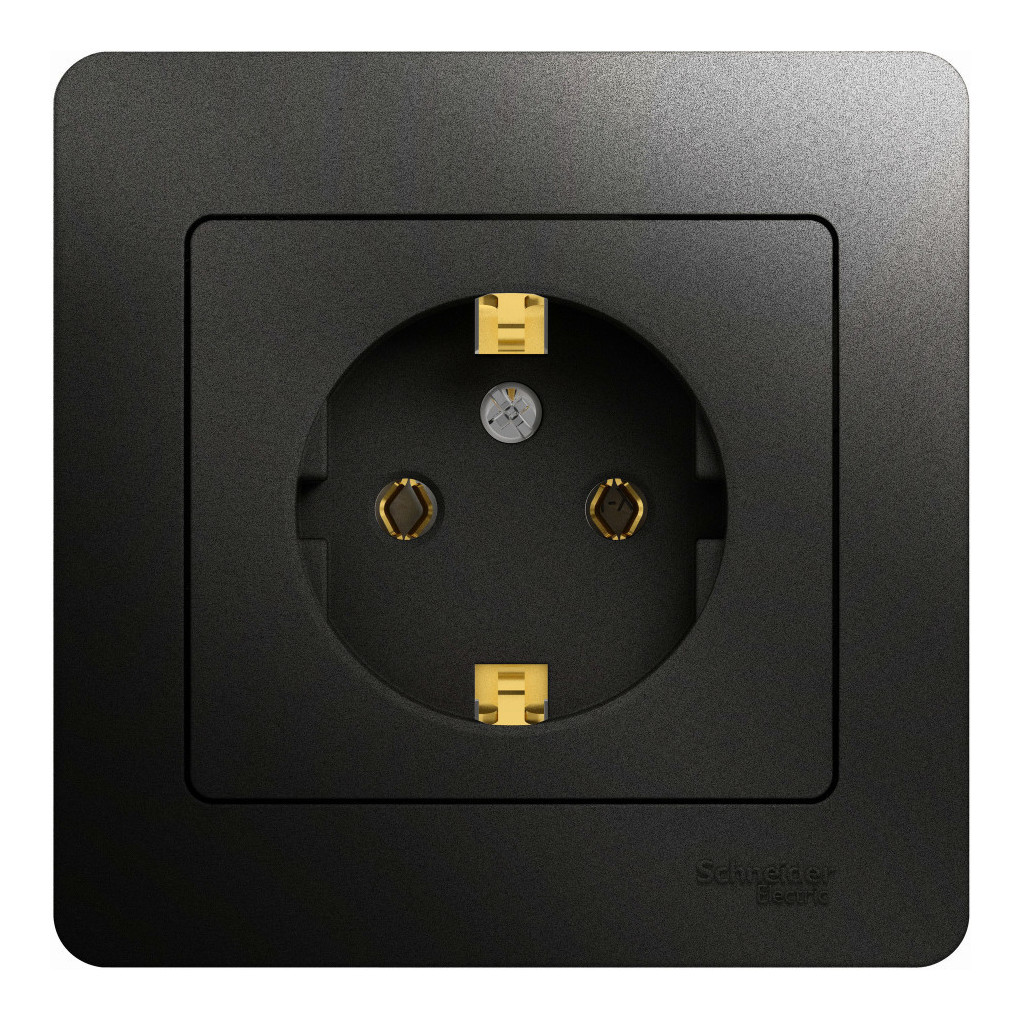 Розетка с/з, 16А (в сборе) Systeme Electric Glossa Антрацит GSL000742
