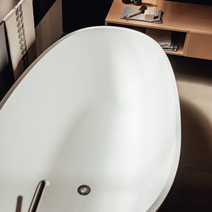 Agape Spoon Ванна отдельностоящая 160х85хh48 см, с переливом, материал: Cristalplant®, цвет: белый матовый