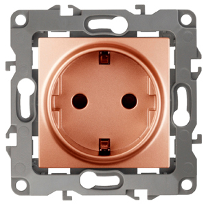 Розетка 2P+E Schuko со шторками Эра 12-2102-14 Б0019325