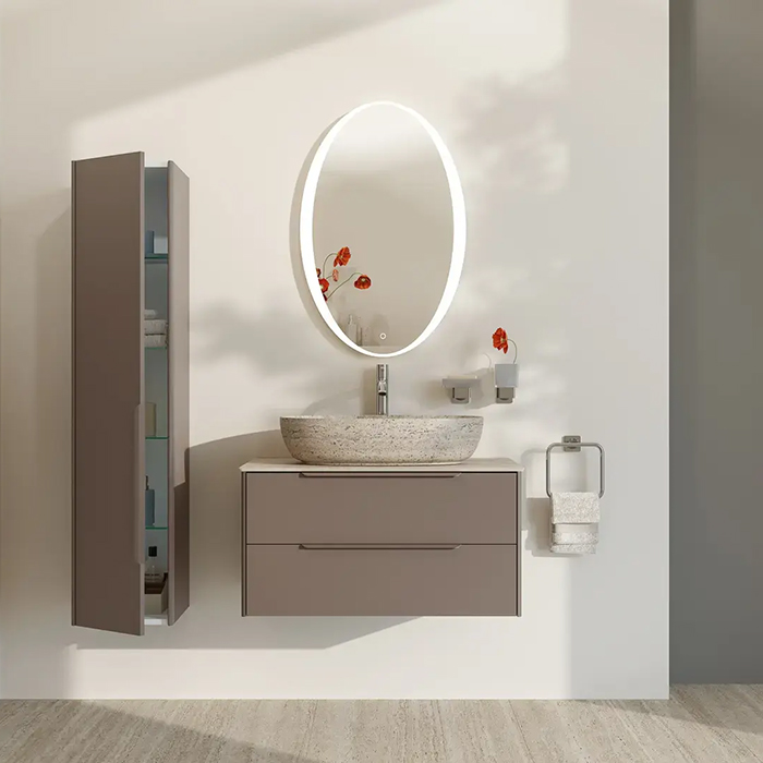 Kerama Marazzi Elegance Тумба подвесная 80см, 2 ящика, цвет: пудровая глина