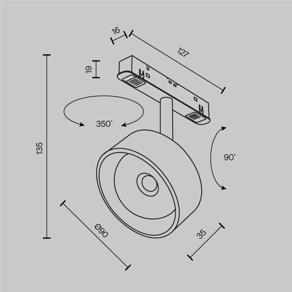 Трековый магнитный светильник Maytoni Lens TR217-2-15W4K-B