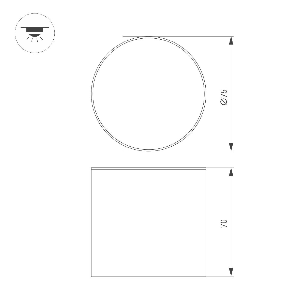 Накладной светильник Arlight SP-CYLINDO-R75-7W Warm3000 (BK, 110 deg, 230V) 043966