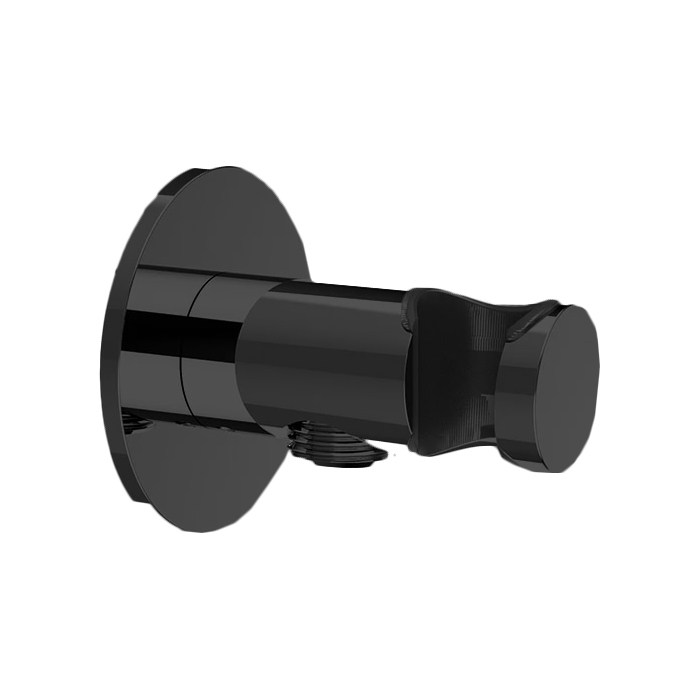 Almar Round Подключение для душевого шланга с держателем душа, цвет: Black Absolute Brushed PVD