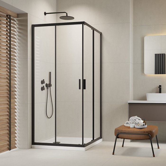 Radaway Alienta D Душевое ограждение 80x100см, стекло прозрачное, покрытие Easy Clean, профиль: черный