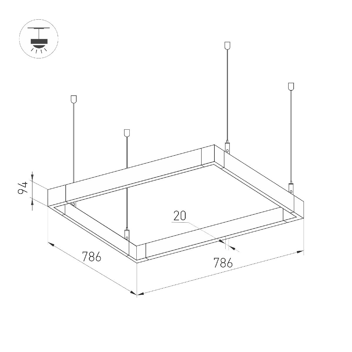 Подвесной светильник Arlight ALT-LINEAIR-QUADRAT-FLAT-UPDOWN-DIM-785-110W Warm3000 040634
