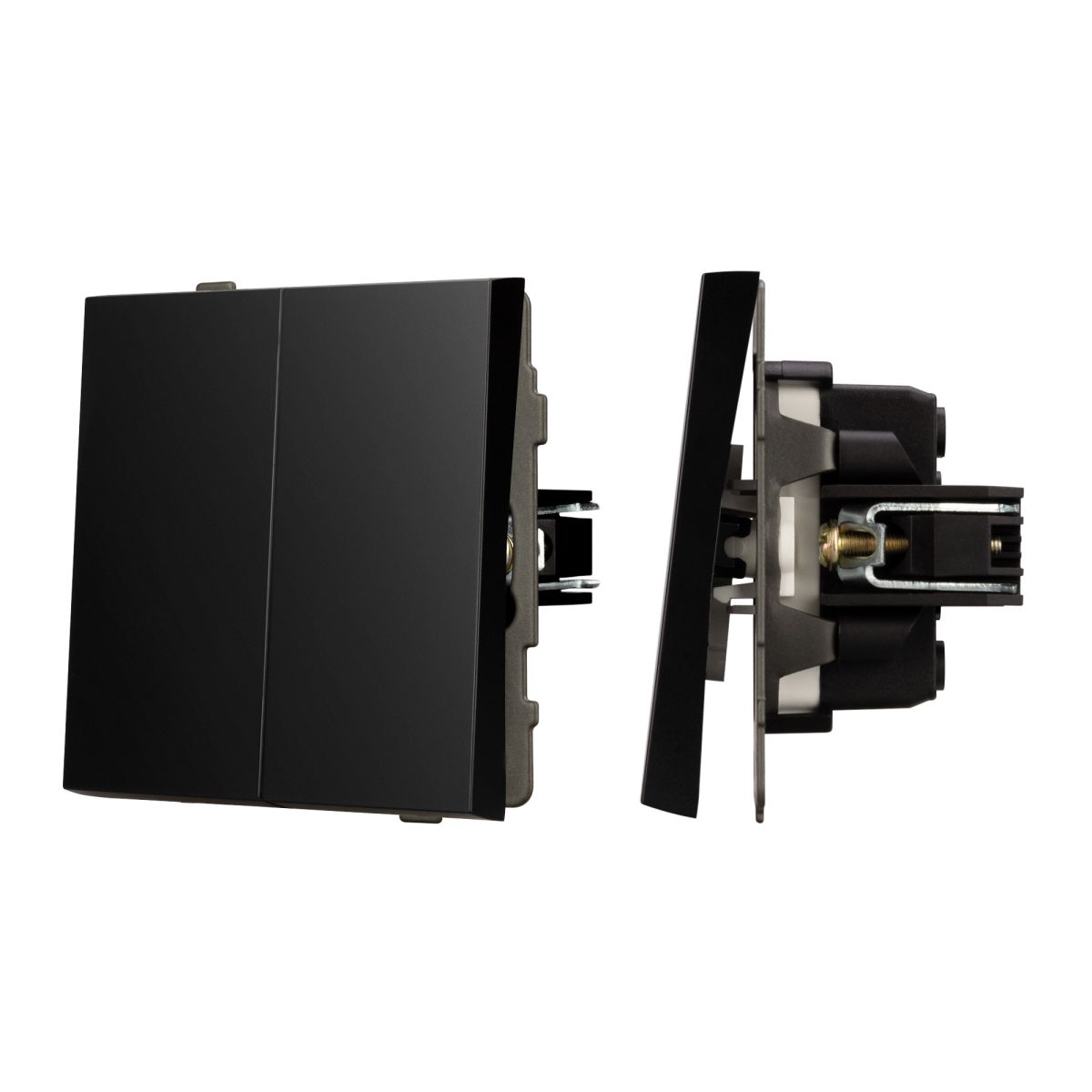 Механизм выключателя двухклавишный проходной Arlight SWT-TENDO-MKP2-PL-BK (230V, 10A) 054067