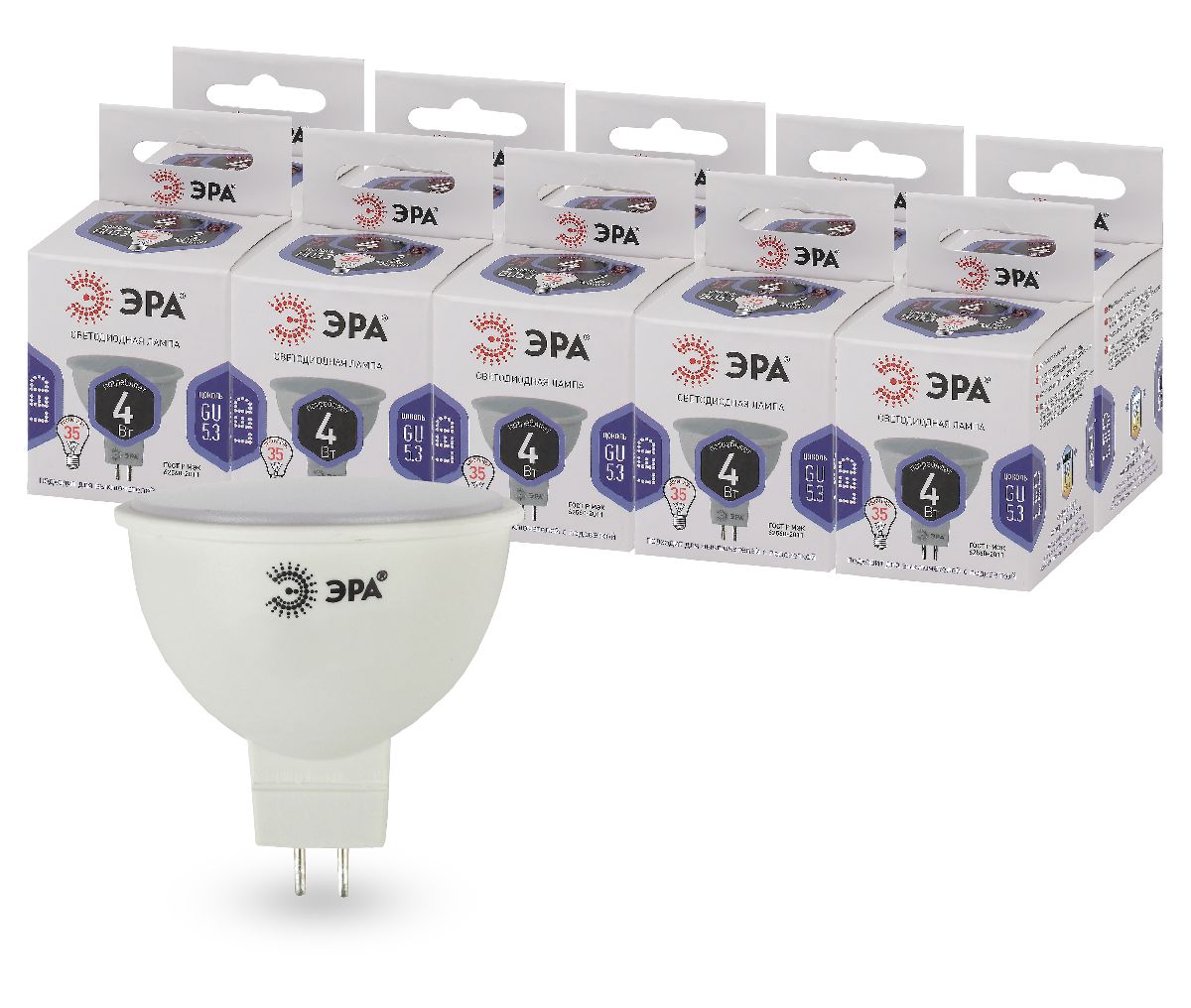 Лампа светодиодная Эра GU5.3 4W 6000K LED MR16-4W-860-GU5.3 Б0049068