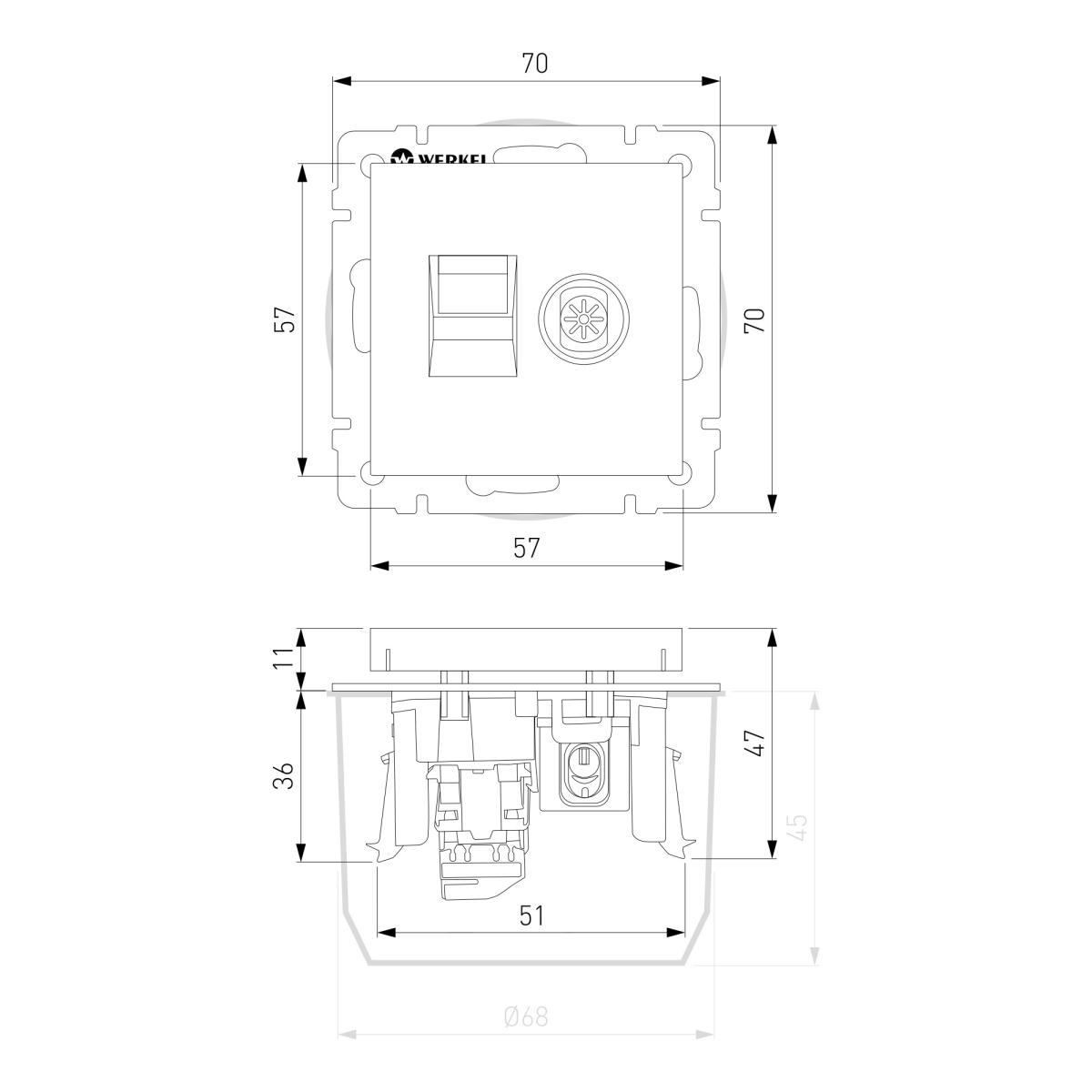 Розетка ТВ+Ethernet Werkel 4690389174476 W1181303