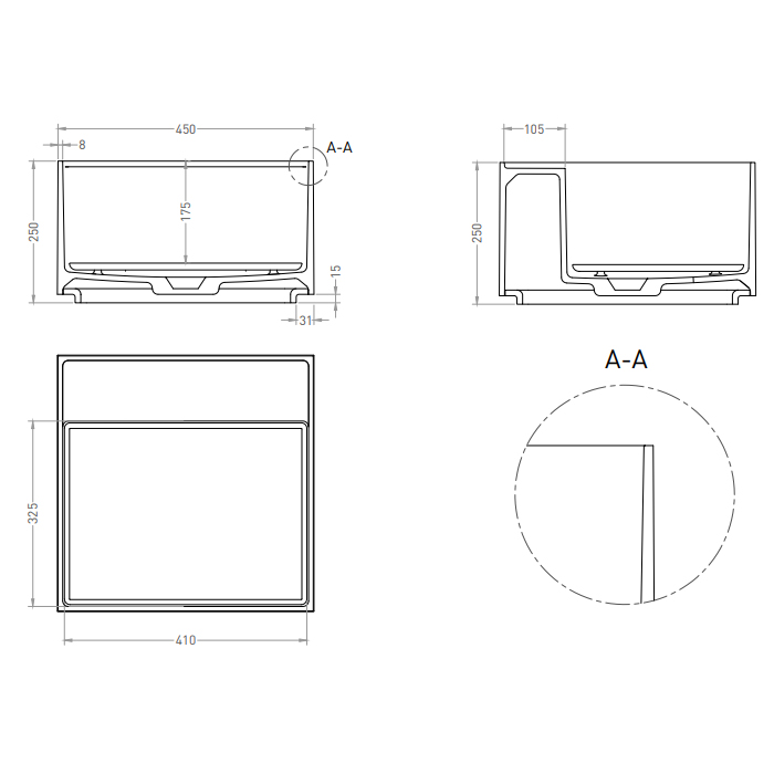 Salini Armonia Square Top 02 Раковина 45x45x25см., без отв., накладная, S-Sense, цвет: белый глянцевый