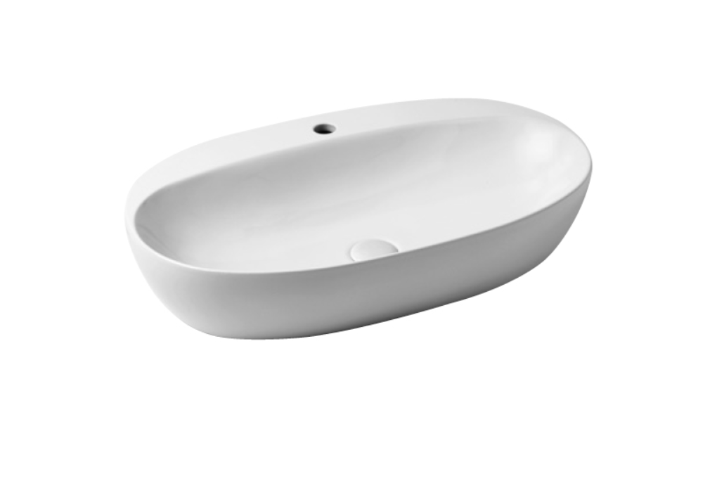 Azzurra Elegance Circle Раковина накладная, 70x42xH14 см, 1 отв., без перелива, цвет: Bianco lucido
