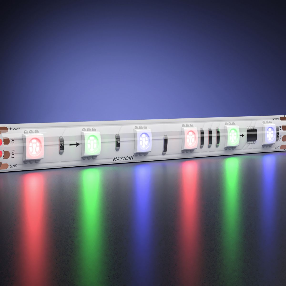 Светодиодная лента Maytoni Led Strip 24В 5050 14,4Вт/м RGB 5м IP65 201247