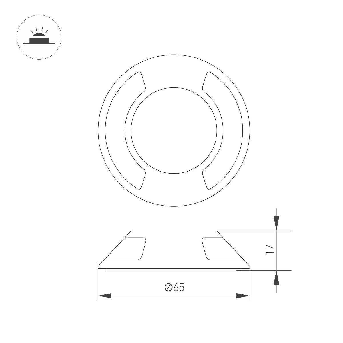 Накладка Arlight ART-DECK-CAP-LID2-R65 (SL, STEEL) 045350