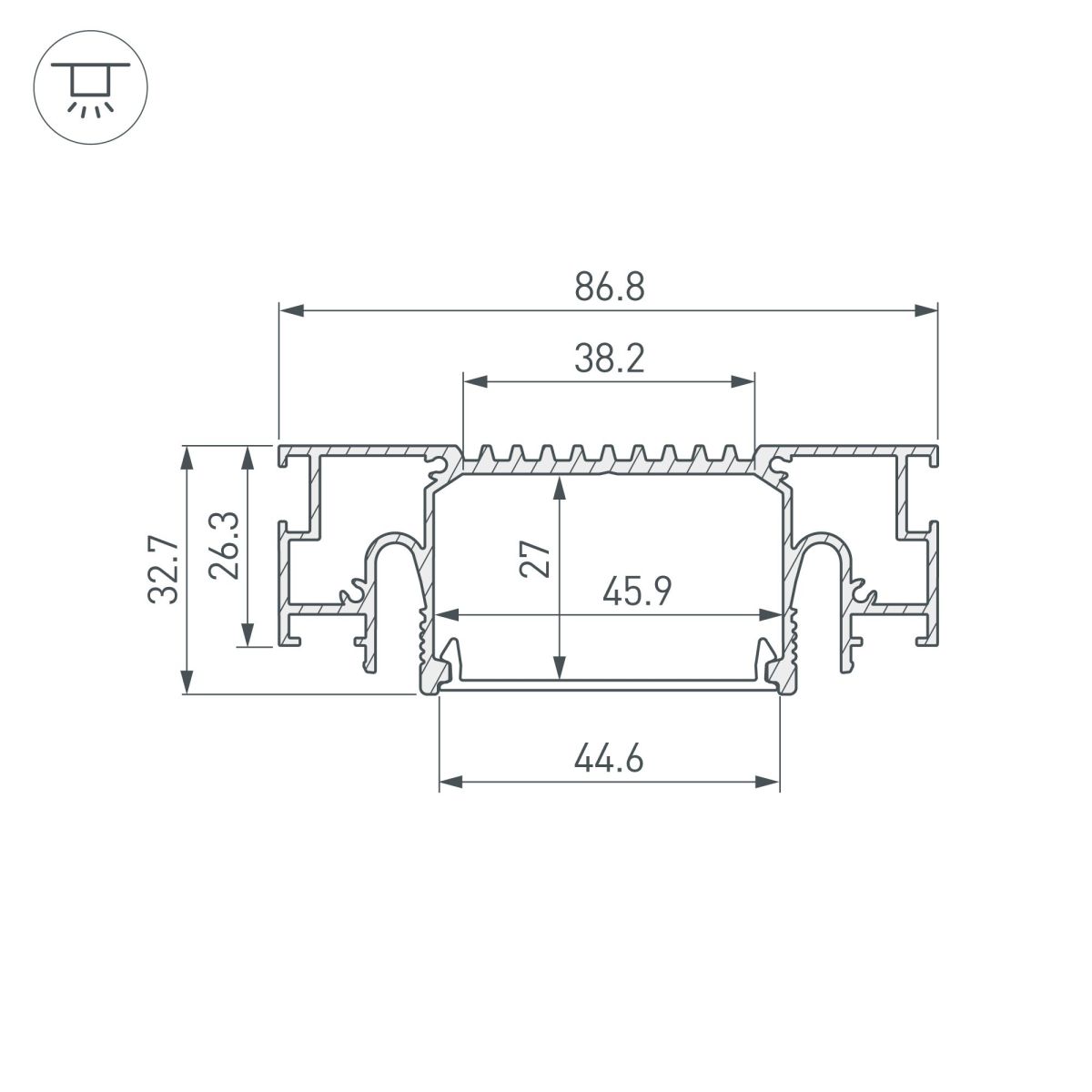 Профиль Arlight STRETCH-41-CEIL-CENTER-2000 BLACK 055206