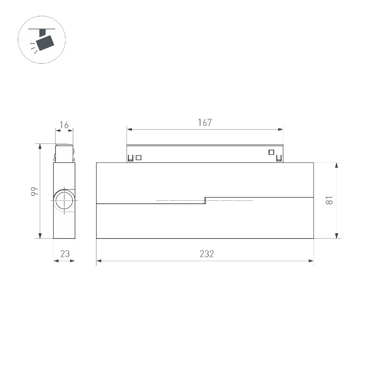 Трековый магнитный светильник Arlight MAG-ORIENT-DOTS-FOLD-S230-12W Day4000-MIX (BK, 30 deg, 48V, DALI) 041864