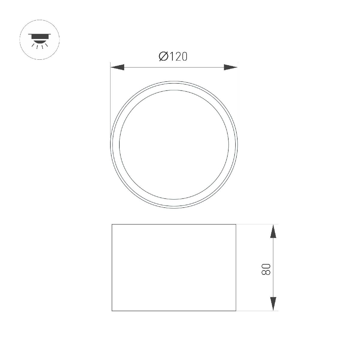 Накладной светильник Arlight SP-BISCOTTO-R120-12W Warm3300-MIX (BK-GD, 80 deg, 230V) 055026