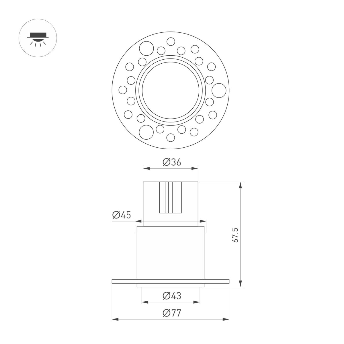 Встраиваемый светильник Arlight MS-INVISIO-TRIMLESS-R45-10W Day4000 (WH-WH, 36 deg, 230V) (IP54 Металл) 061923