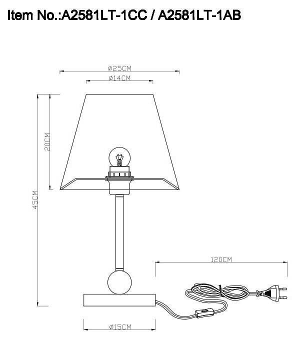 Настольная лампа Arte Lamp ELBA A2581LT-1AB