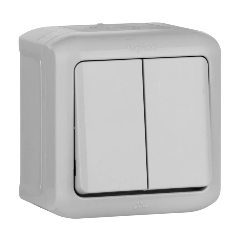 Переключатель одноклавишный на 2 направления Legrand Quteo 10A 250V IP44 серый 782331