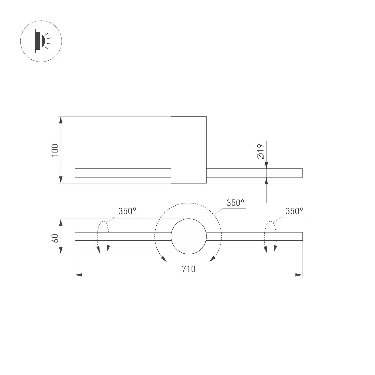 Накладной светильник Arlight SP-PICASO-M-TURN-L700-12W Day4000 (GD, 100 deg, 230V) 037346(1)