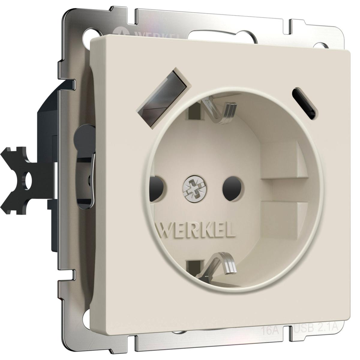 Розетка с/з со шторками и USB тип A+C Werkel W1171762 4690389213274 a069611