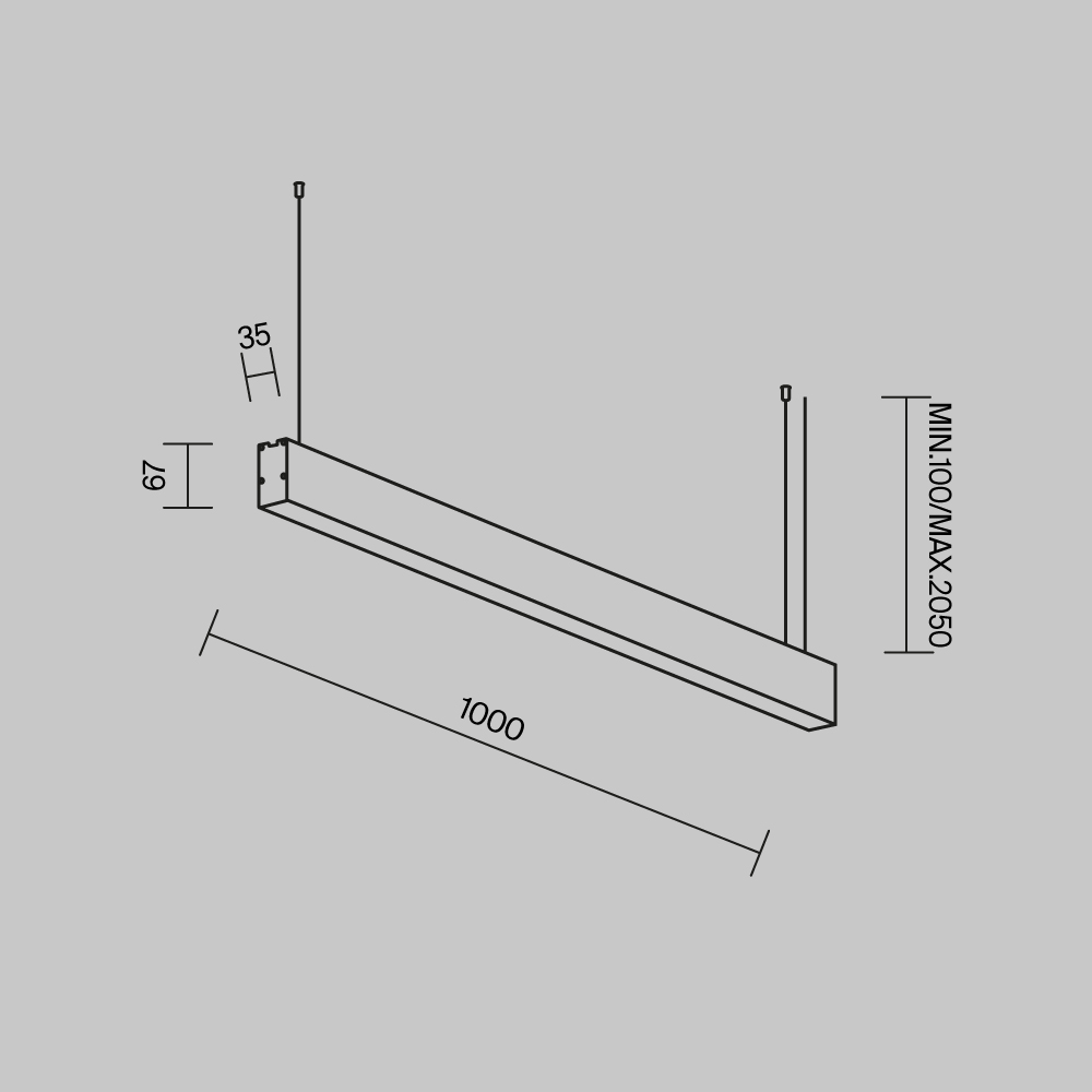Линейный подвесной светильник Maytoni Technical 4000K 35x67 (Серебро, 1 м) LL312036