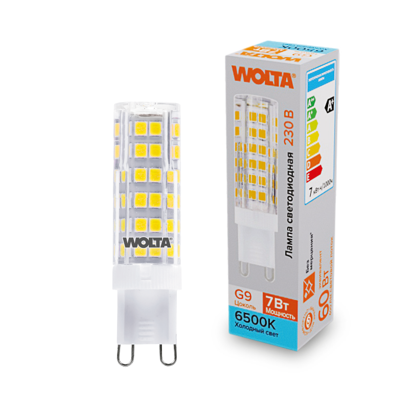 Светодиодная лампа WOLTA 7Вт 6500K G9 кукуруза матовая WSTD-JCD-7W6KG9-C