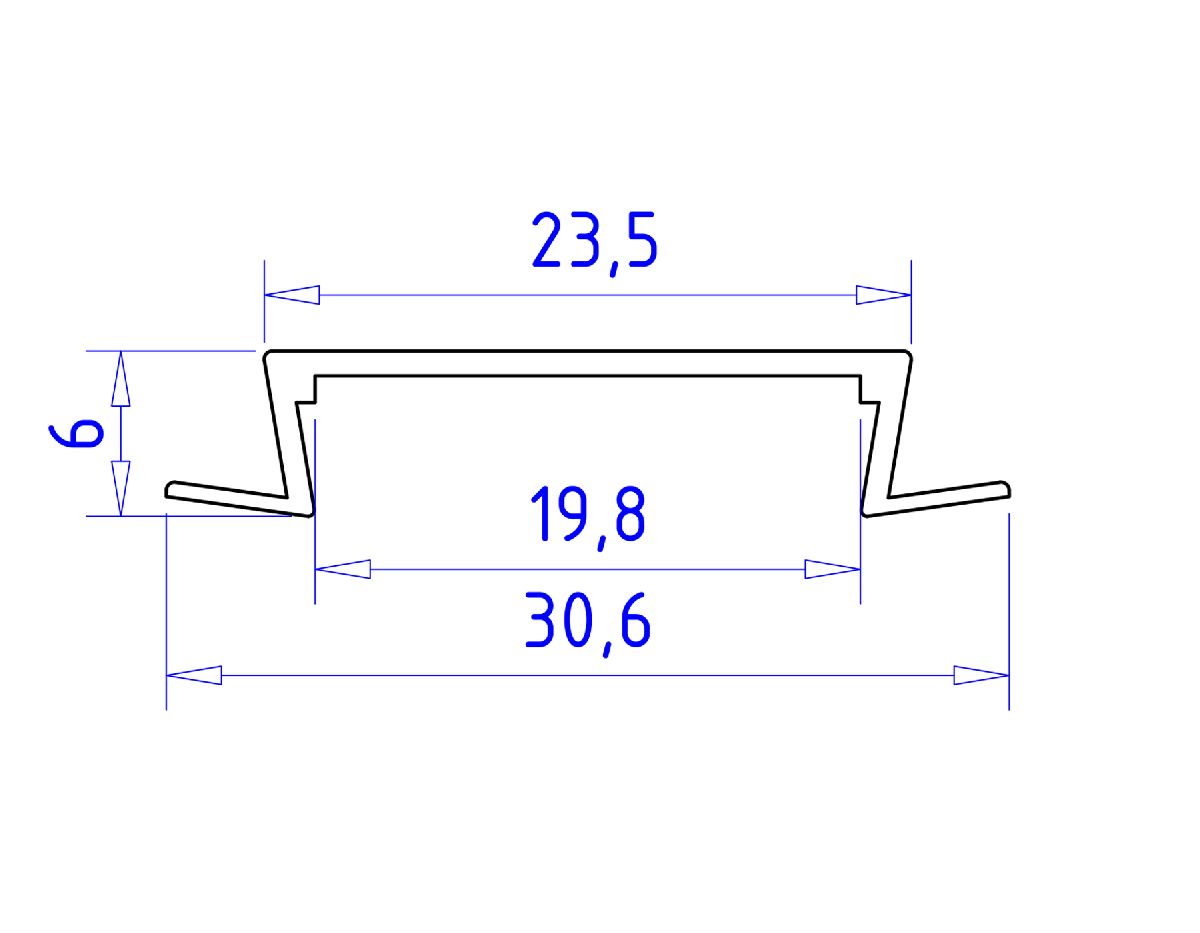 Алюминиевый встраиваемый профиль Ambrella Light Alum Profile GP1100BK