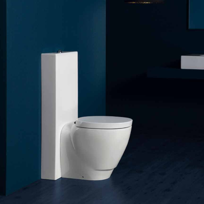Simas Baden Baden Унитаз приставной безободковый 56х36 см, слив универсальный, цвет: белый/хром