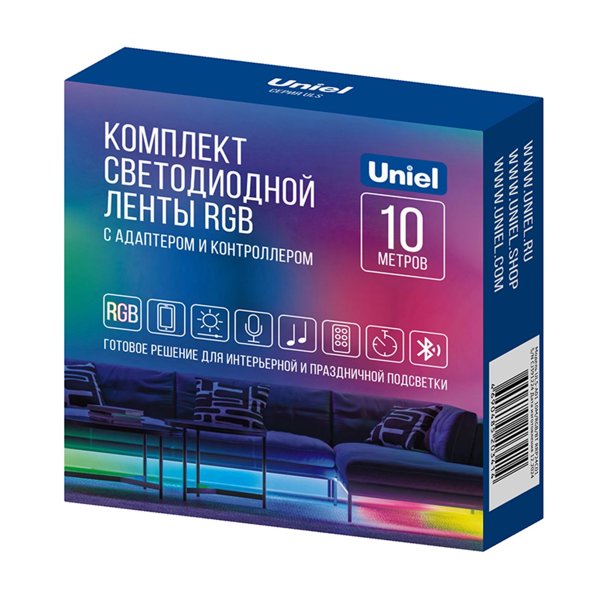 Светодиодная лента (комплект) Uniel ULS-A01 10M/RGB/BT RRP24C01 UL-00012815