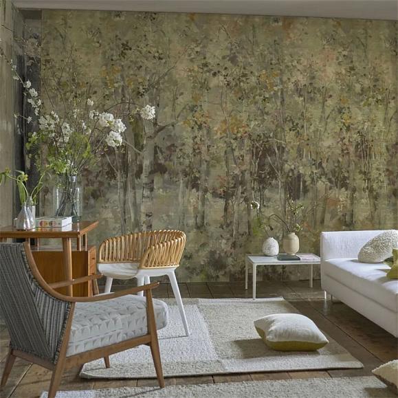 Панно Designers Guild PDG1186/01 Bois De Bouleau Grasscloth Scene 2 Sepia