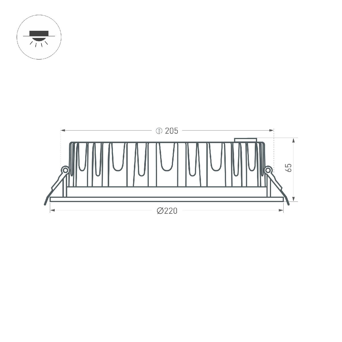 Встраиваемый светильник Arlight MS-MIST-BUILT-R220-30W Warm3000 (WH, 110 deg, 230V) 041611