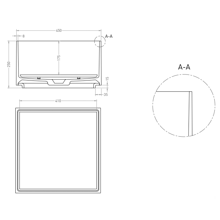 Salini Armonia Square 02 Раковина 45x45x25см., без отв., накладная, S-Sense, цвет: белый глянцевый