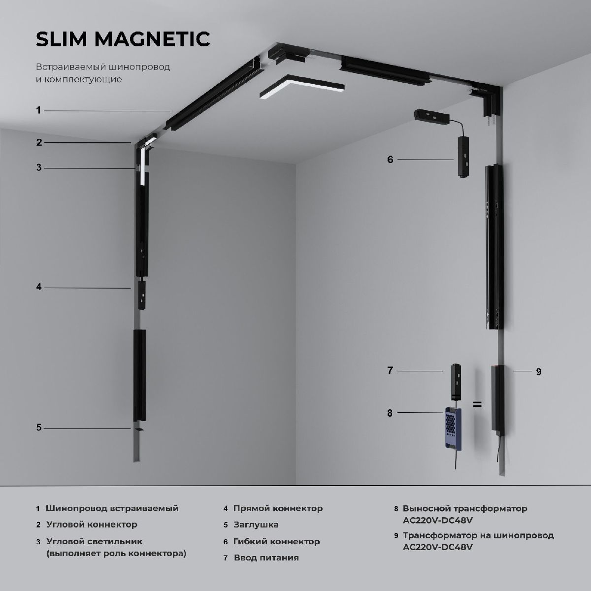 Коннектор угловой внутренний для встраиваемого шинопровода Elektrostandard Slim Magnetic 4690389206641 85211/00 a067499