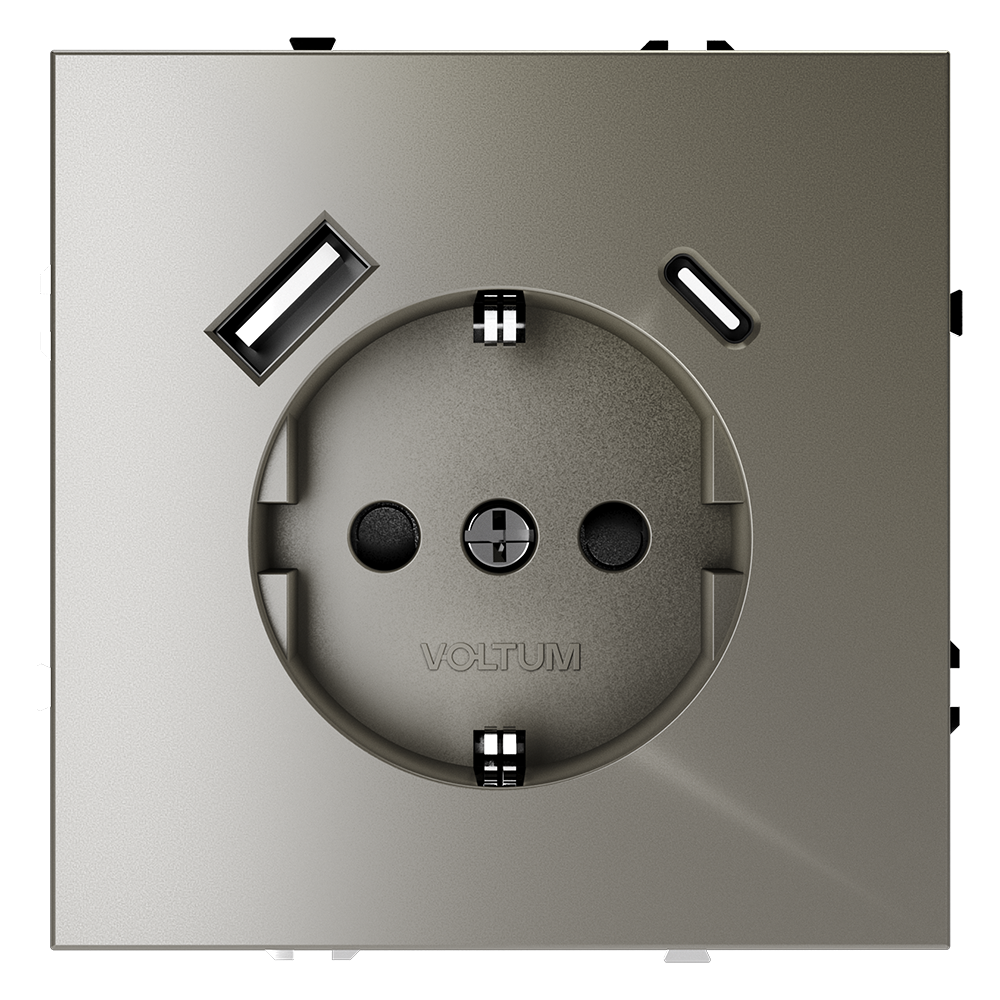 Розетка с USB, A+C Voltum S70 VLS040504 (шелк)