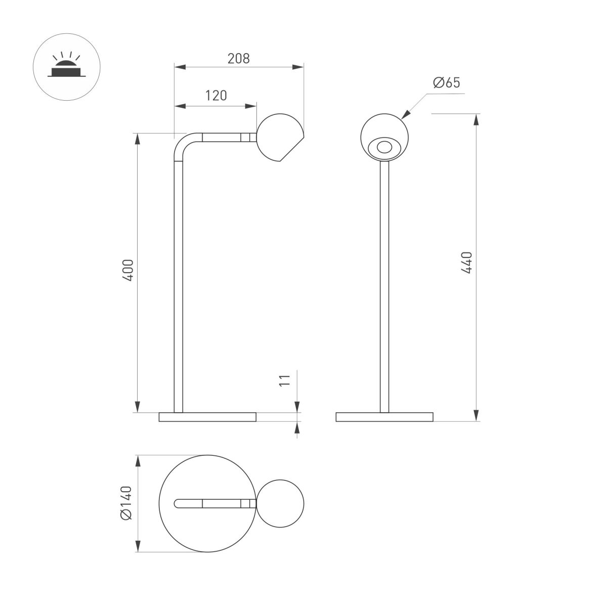 Настольная лампа Arlight SP-OTTORI-TAB-6W Warm3000 (BR, 30 deg, 230V) (IP20 Металл) 058487