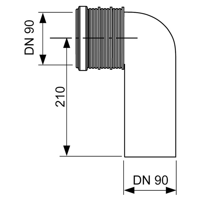 TECEprofil Отвод для унитаза 90° – DN 90/90