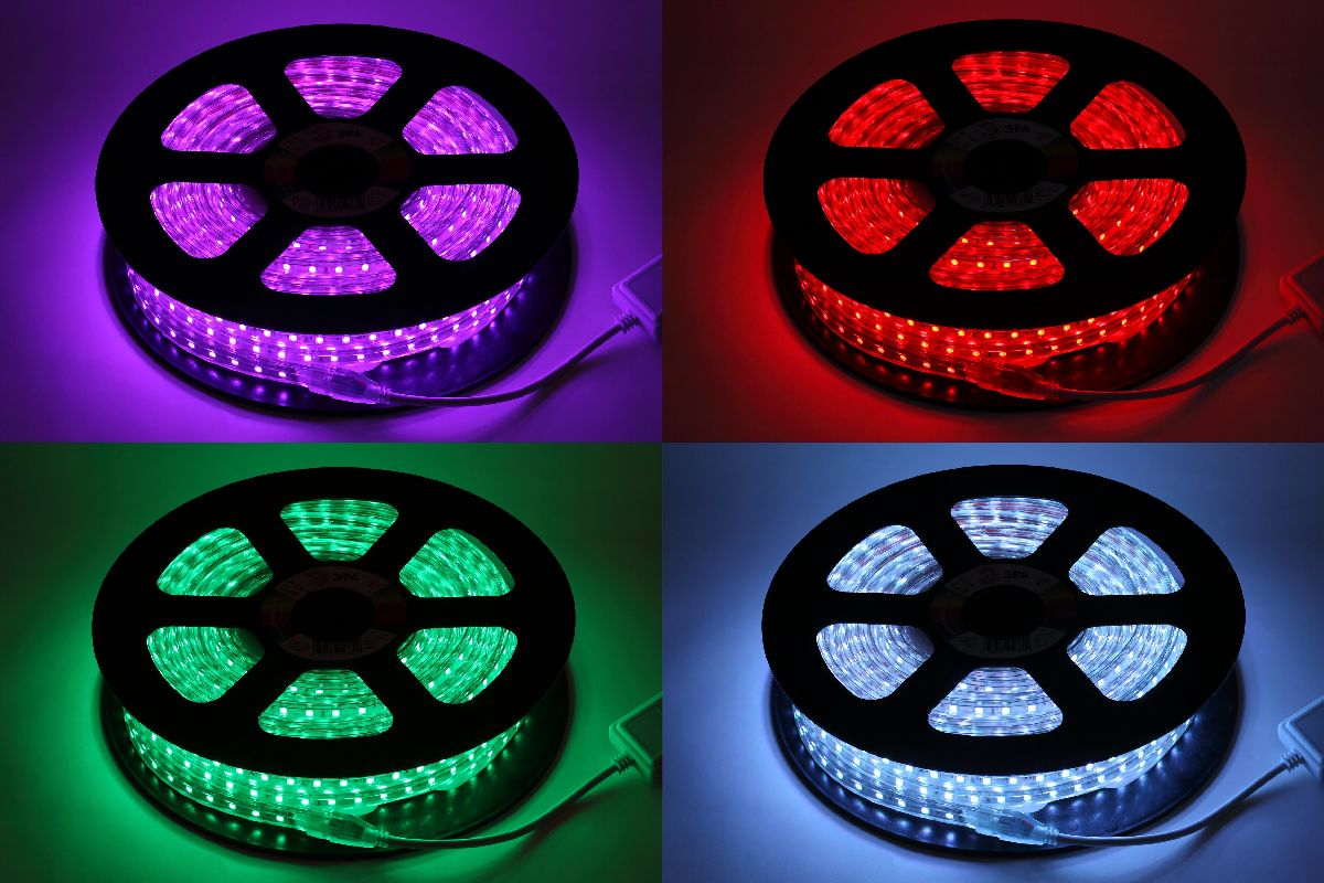 Светодиодная лента Эра 220В 5050 14,4Вт/м RGB 20м IP67 LS5050-14,4-60-220-RGB-IP67-20m Б0043097