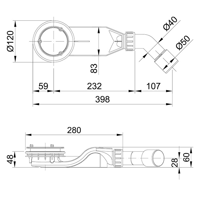 Bette Solid 30 Сифон для поддона d90 см, цвет: хром
