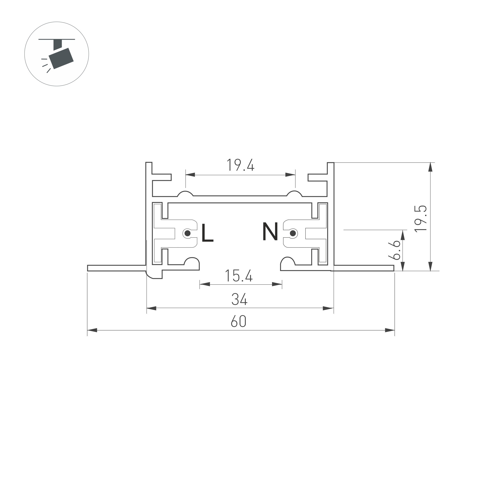 Шинопровод Arlight LGD-2TR-TRACK-F-1000-WH-M (C) 038670