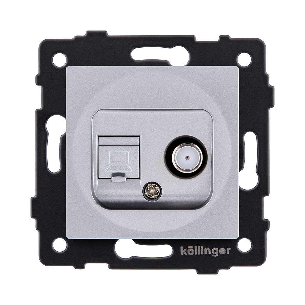 Розетка двойная спутниковая SAT + RJ45 Cat.6, серый Kollinger REA-022GY для Aspekt, Eleganz, Reflex