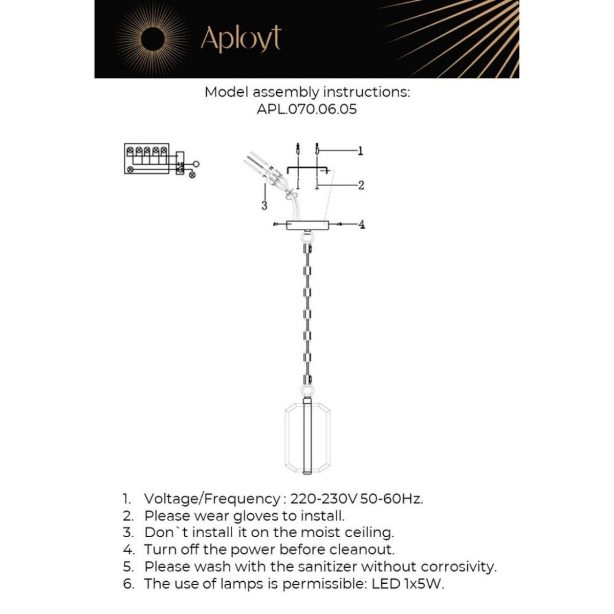 Подвесной светильник Aployt Lakres APL.070.06.05