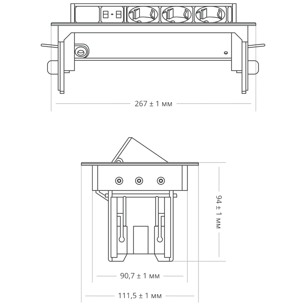 Блок розеток 47 (3 секции и 2 USB) Mebax 00-00001164