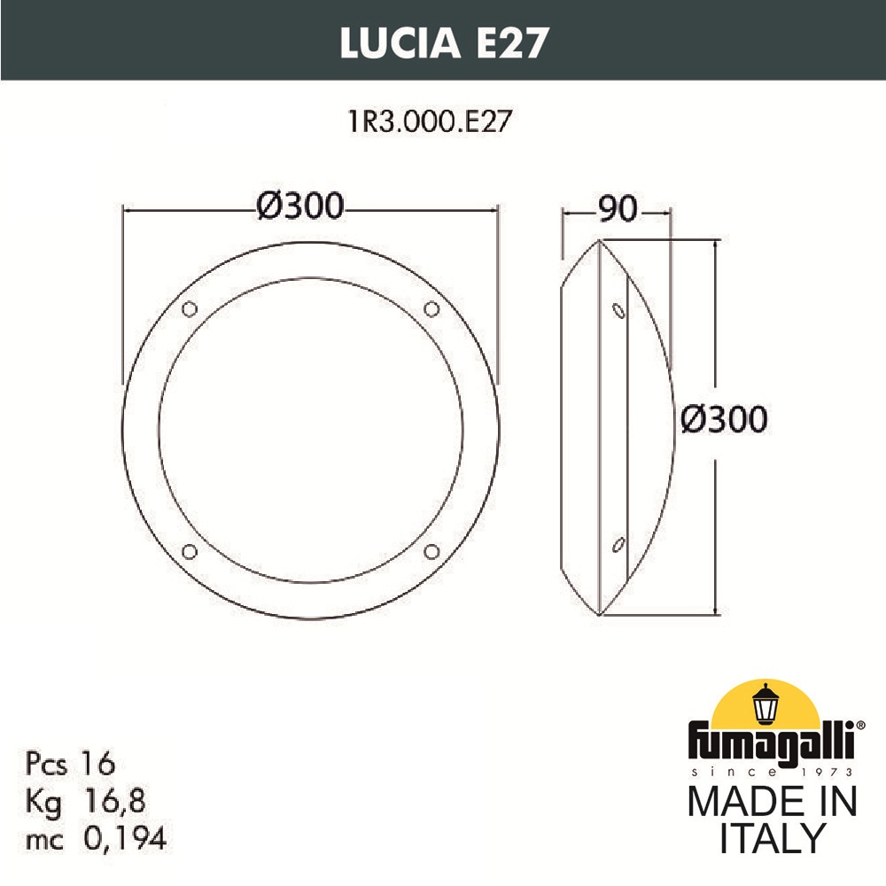 Уличный настенный светильник Fumagalli Lucia 1R3.000.000.AYE27GN1